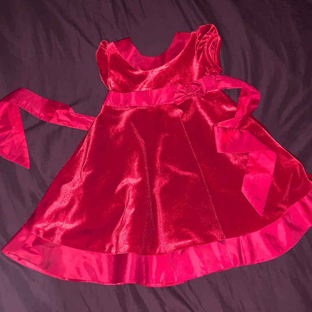 Gorgeous Red Velvety Dress with Satin Trim Sz 12m